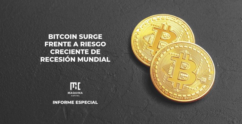 Bitcoin surge frente a riesgo creciente de recesión mundial